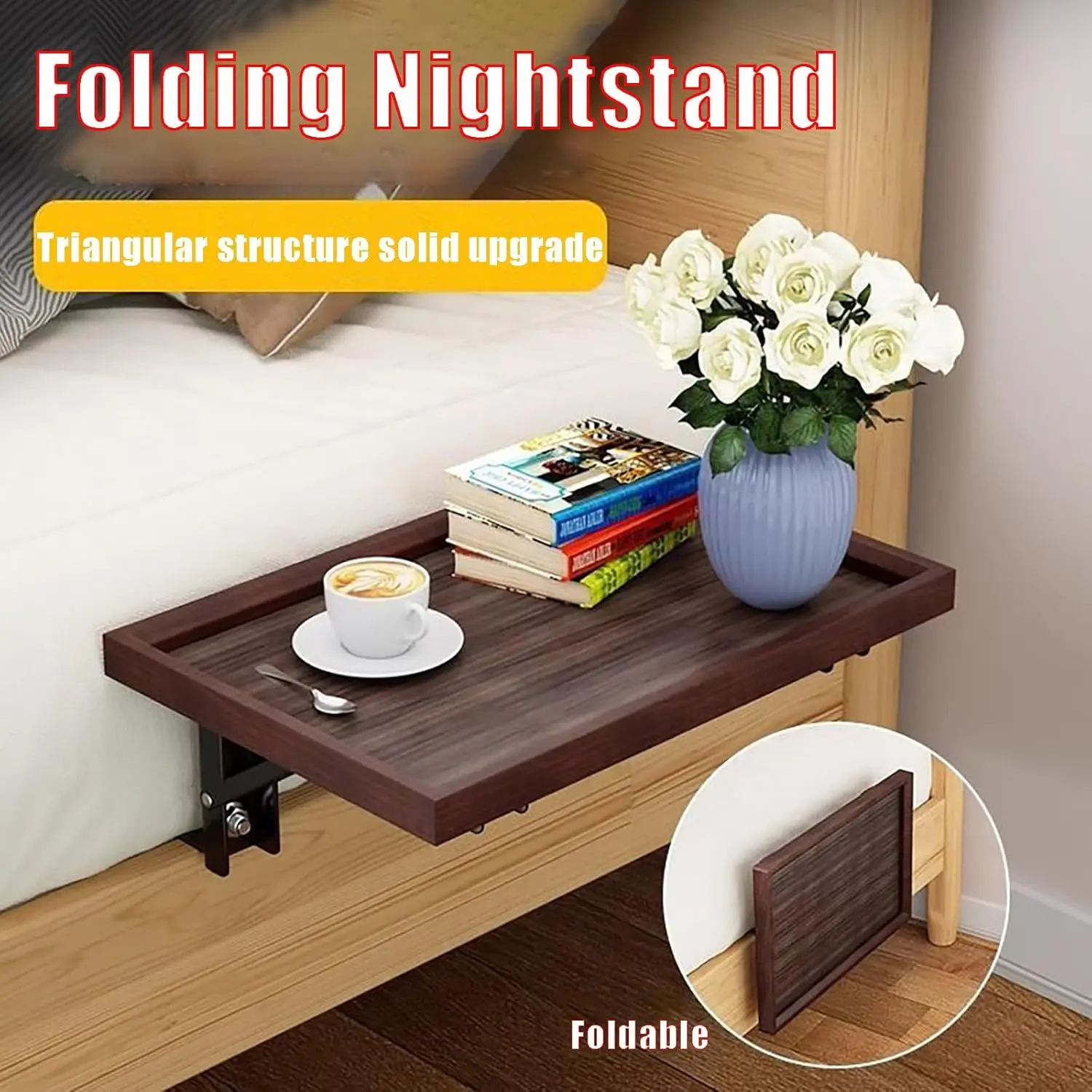 Prateleira de cabeceira dobrável, prateleira de mesa para beliche superior, bandeja lateral para dormitório universitário, loft, mesa de cabeceira, organizador