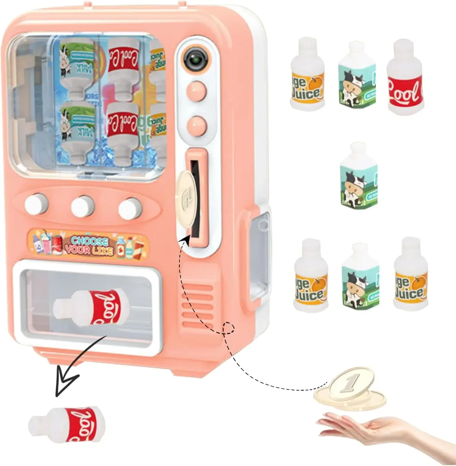 Mini Vending Machine,Drink Vending Machine,Cute Plastic Mini Things with Game Drinks Prop for Doll House Furniture Decor