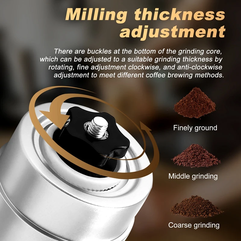 คู่มือ Penggiling Kopi ปรับได้การตั้งค่า-Conical Burr Mill และแปรงสแตนเลสสตีล-Burr Penggiling Kopi สำหรับ Aeropress,