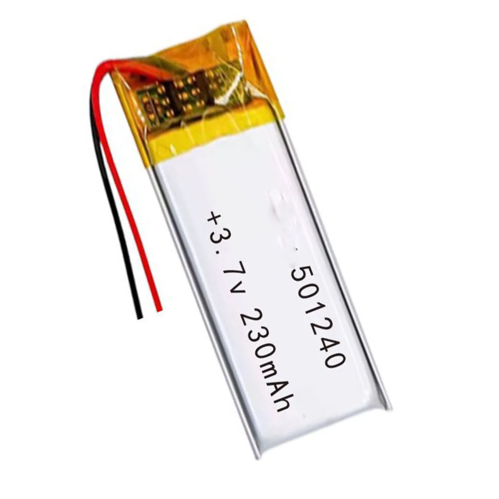 Rechargeable 3.7V 230mAh 501240 Lithium Polymer Ion Battery For MP4 DVD Charging Treasure Power Tablet Camera Power Bank GPS