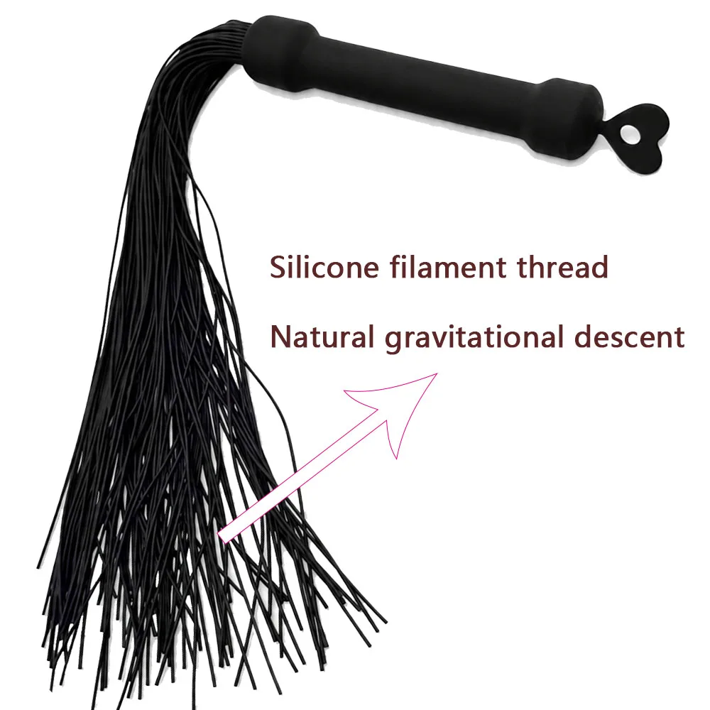Silicone BDSM Flogger Whip - Soft Full Silicone Tails with Heart Handle for Couples Spanking Play view 5