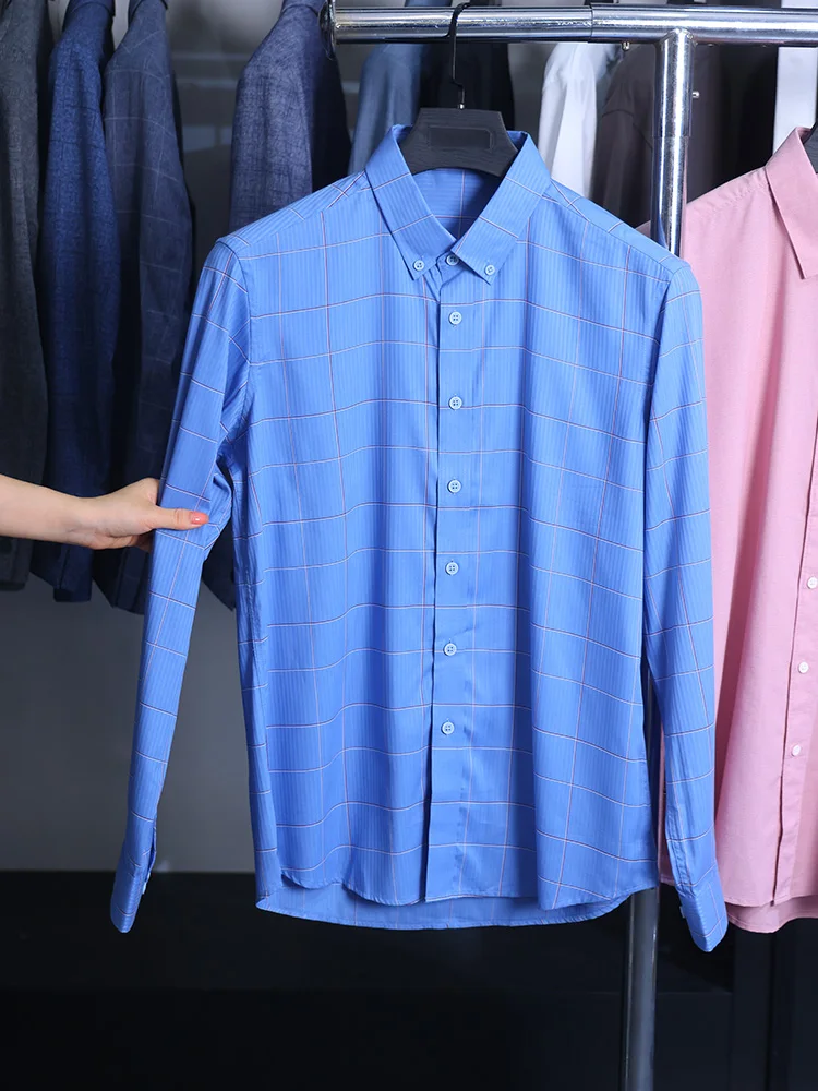 

Homesi Classic Men's Long Sve irt Casual Busin Sle Summer Collection Stand Fit Youth Faion Spring Summer