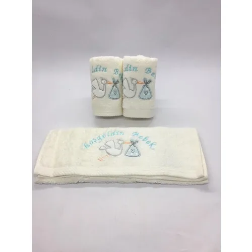 Maribor 3'lü Tufting Embroideried Cotton Baby Towel