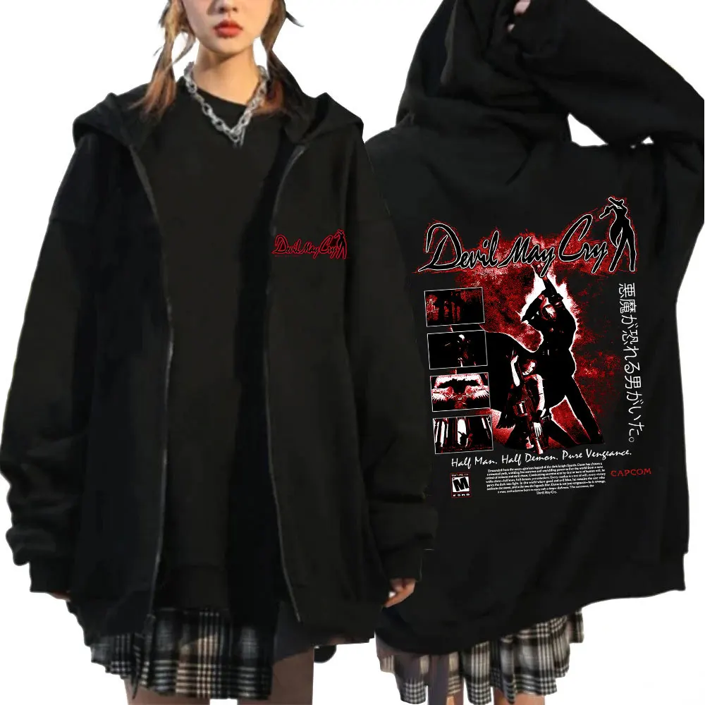 Devil May Cry Dante Zipper Hoodies Men Women Clothing Fashion Zip Up Hooded Sweatshirts Hip Hop Vintage Pullovers Jackets Coats