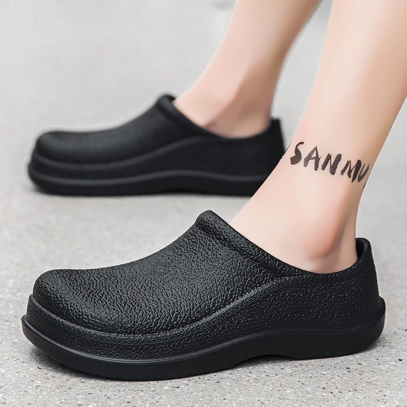 

Мужская обувь шеф-повара, водонепроницаемая маслостойкая кухонная обувь, Нескользящие садовые сабо, мужские летние пляжные тапочки, обувь для работы в отеле, сандалии из ЭВА