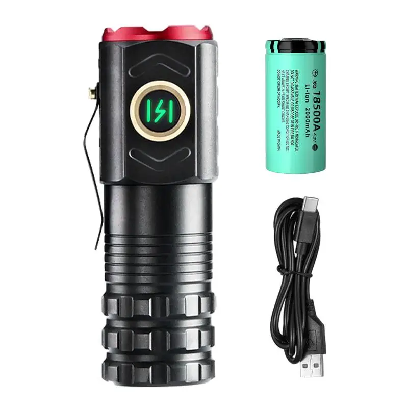 Three-Eyed Mini Flashlight Type-C Portable Super Bright Strong Light Flash Lights 5-Modes Super Bright Flash Lights Super Power