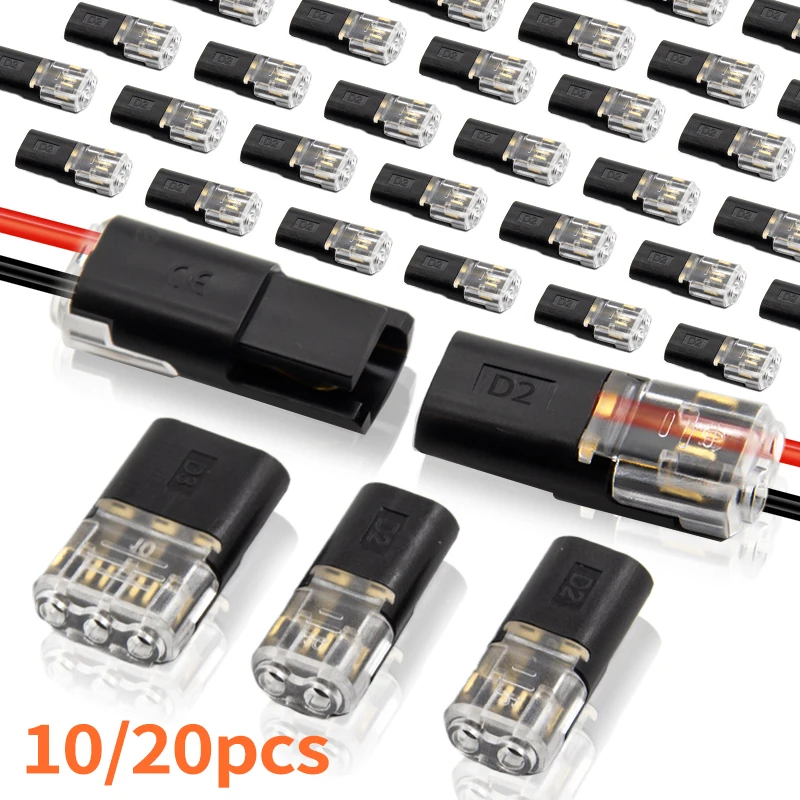 

10/20PCS 2 PIN WAY PLUG ELECTRICAL CABLE TERMINALS WIRE CONNECTOR ELECTRICAL CONNECTORS STRIP TERMINAL CONNECTION 2P/3P WIRE