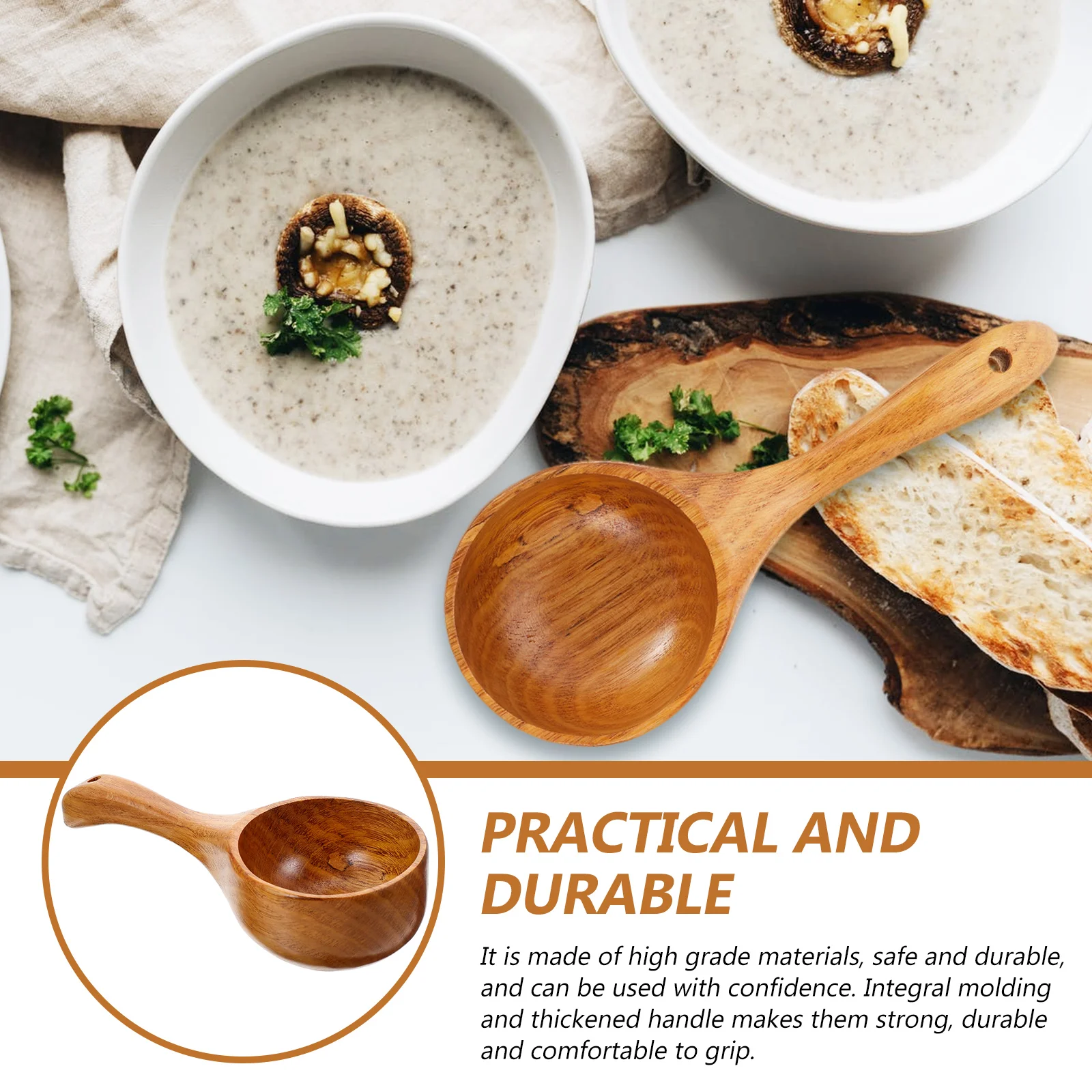 Solid Wood Spoon Wooden Ladles Multi-purse Scoop Household Water Spoons Container Kitchen Gadget Soup