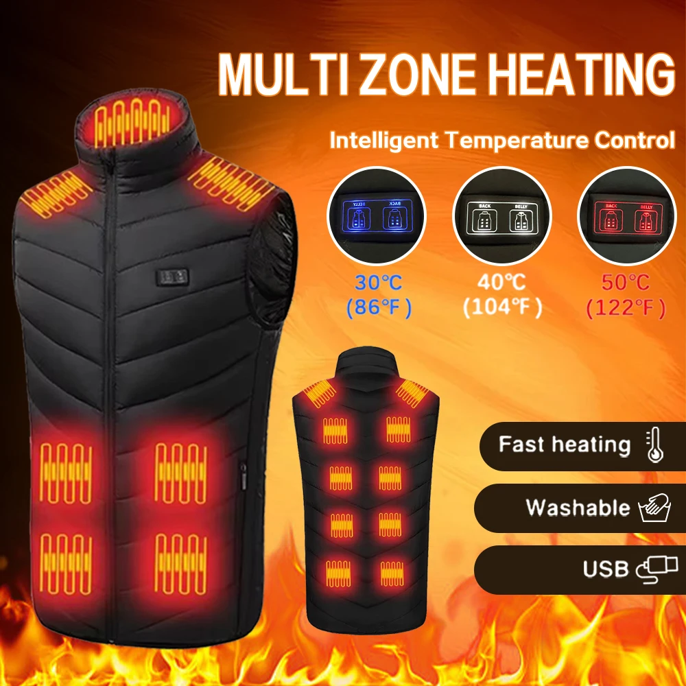 남성 및 여성용 전기 난방 조끼, 온열 다운 재킷, USB 온열 재킷, 온열 바디 워머 의류 조끼 