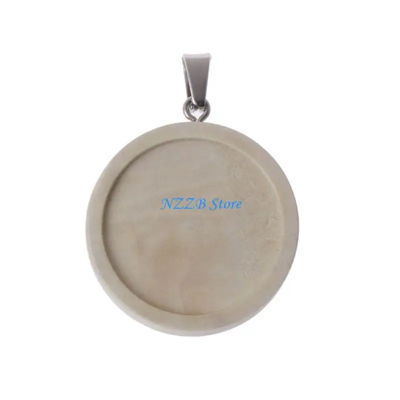 

T21F Round Wooden Pendant Trays Black Log Color Blanks Bezel Pendant Blanks for Crafting DIY Photo Pendants Making