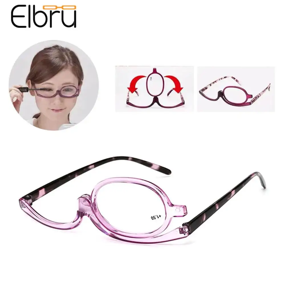 

Elbru Magnifying Glasses Rotating Makeup Reading Glasses Women Make-Up Presbyopic Eyeglasses Diopter +1.0+1.5+2.0+2.5+3.0+4.0