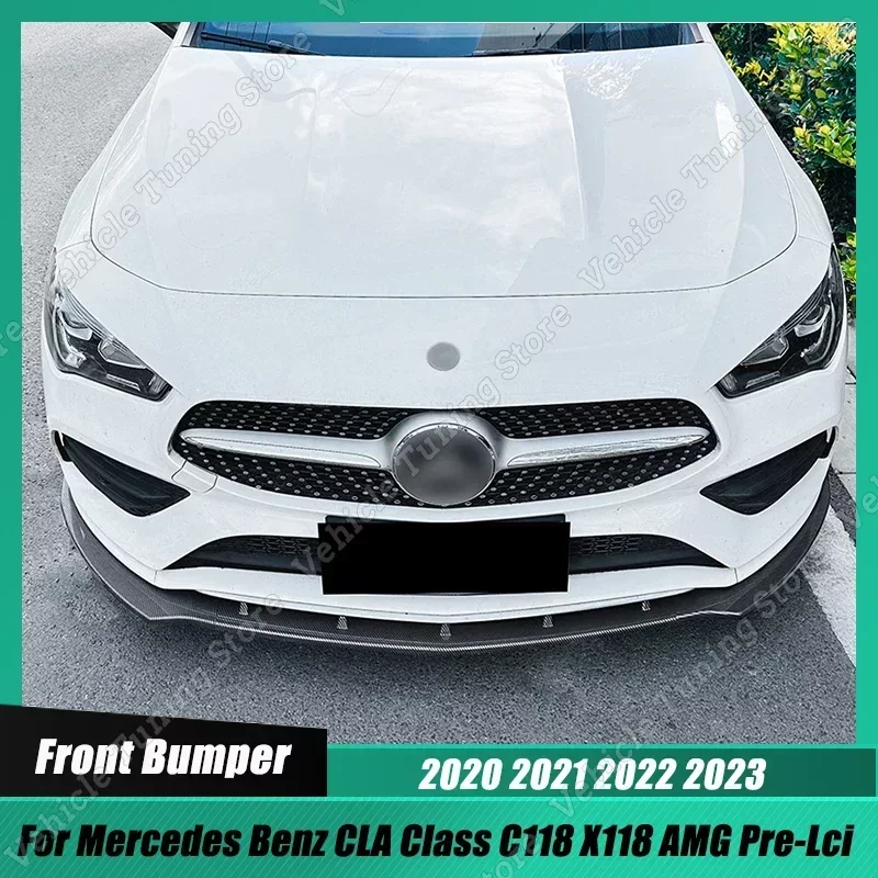 

Car Front Bumper Lip Spoiler Body Kit Tuning For Mercedes Benz CLA Class C118 X118 AMG Pre-Lci 2020-2022 2023 Gloss Black ABS