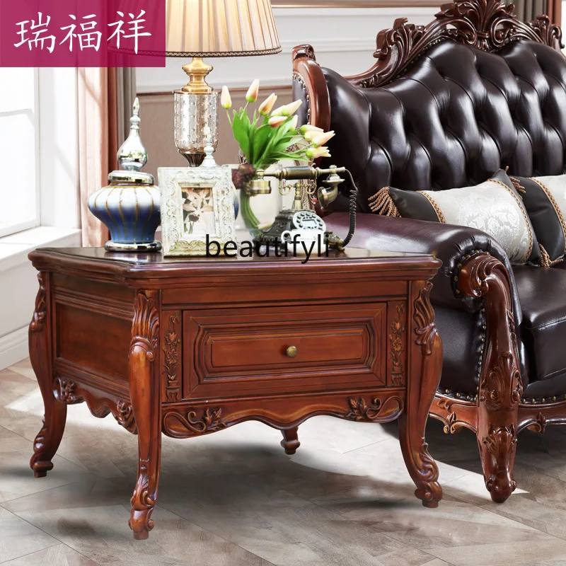 All solid wood corner few American 83cm living room carved sofa edge few European square few