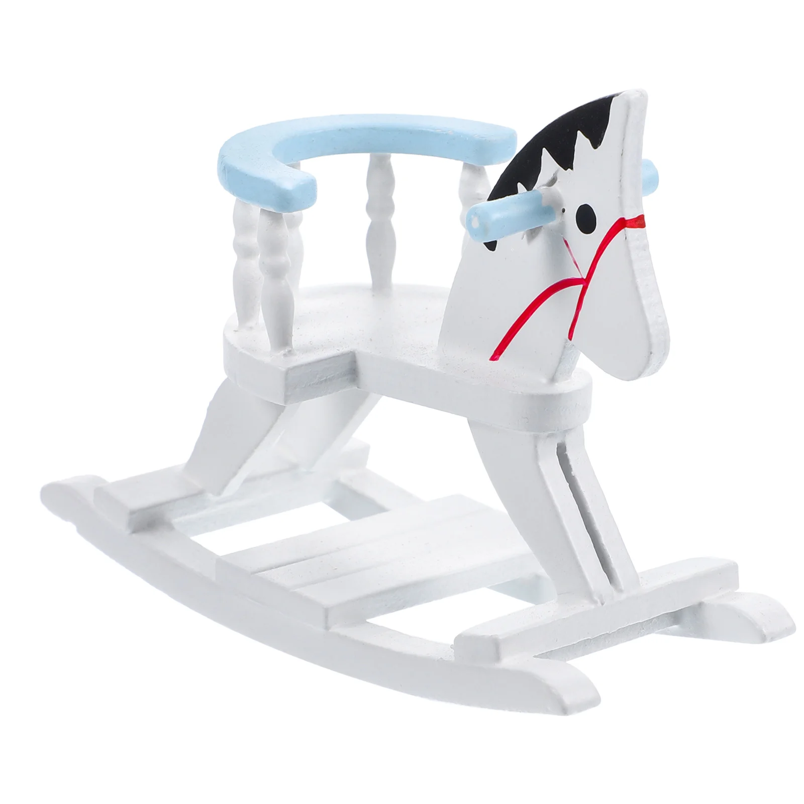 Mini Dollhouse Furniture Desktop Accessories Small Horse Chair Wood Rocking Recliner