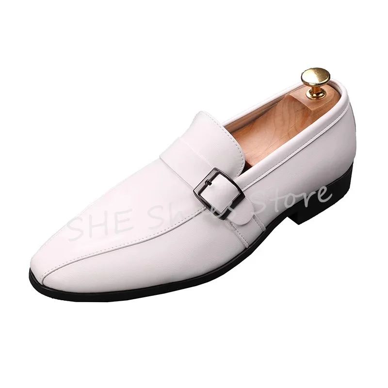 

Gentleman Wedding Dress Leather Shoes Pointed Toe Belt Buckle Shallow Loafers for Men Male Casual Oxfords Sneakers Shoes Flats