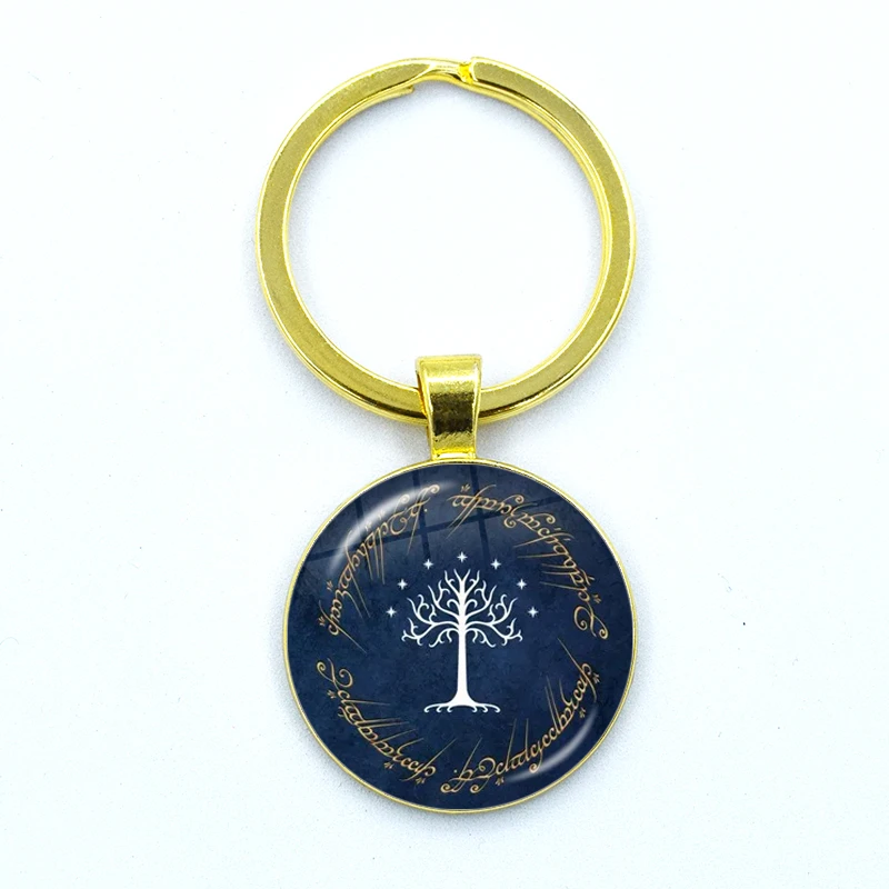 New Hot White Tree Gondor Keychain Lord Of The R Glass Dome KeyRing Bag Car Key Chain Ring Holder Charms Jewelry Gifts