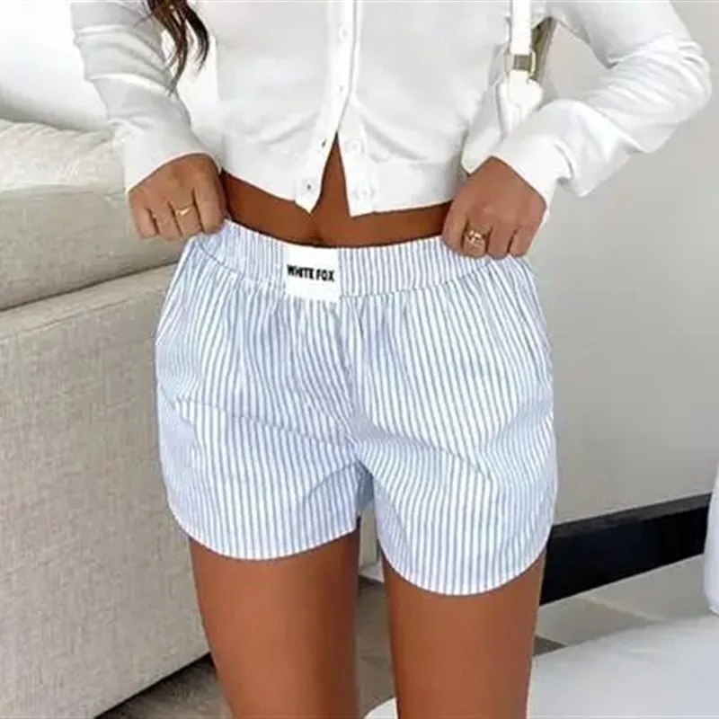 Y2K مخطط فضفاض orts المرأة Faion سراويل تقليدية 2000s Sle عالية الخصر واسعة الساق ملابس الصيف مريحة للتنفس