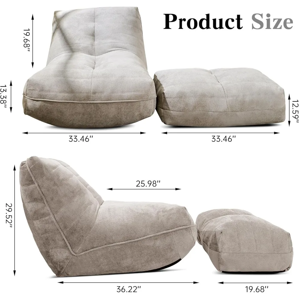 كرسي مريح من إسفنج الذاكرة مع مسند للقدمين، مثالي للاسترخاء عن طريق النار