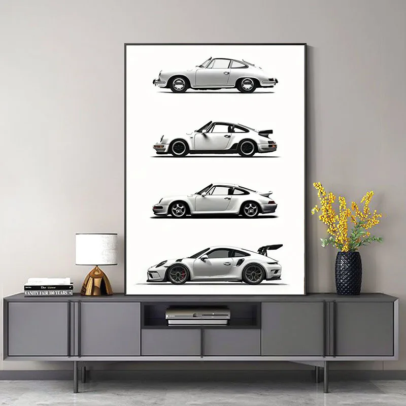 Moderner Schwarzweiss-Auto plakat druck, Leinwand wand kunst für Wohnzimmer dekoration
