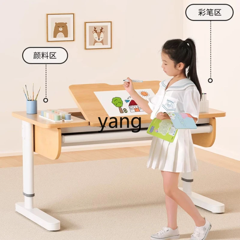 LMM Solid Wood Desk Primary School Student Household Adjustable Writing Desk Desk Chair Suit