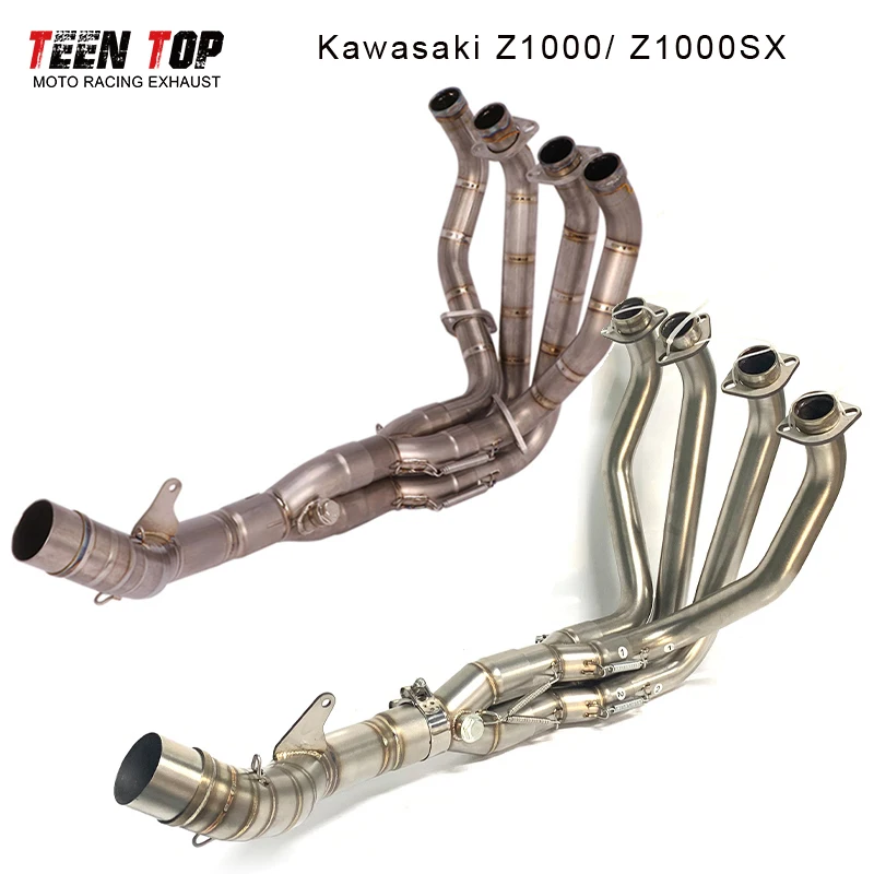 Tubo de escape de aleación de titanio para motocicleta Kawasaki Z1000 Z1000SX, tubo de conexión frontal de 51 mm, colector de escape de acero inoxidable, tubo de escape para moto