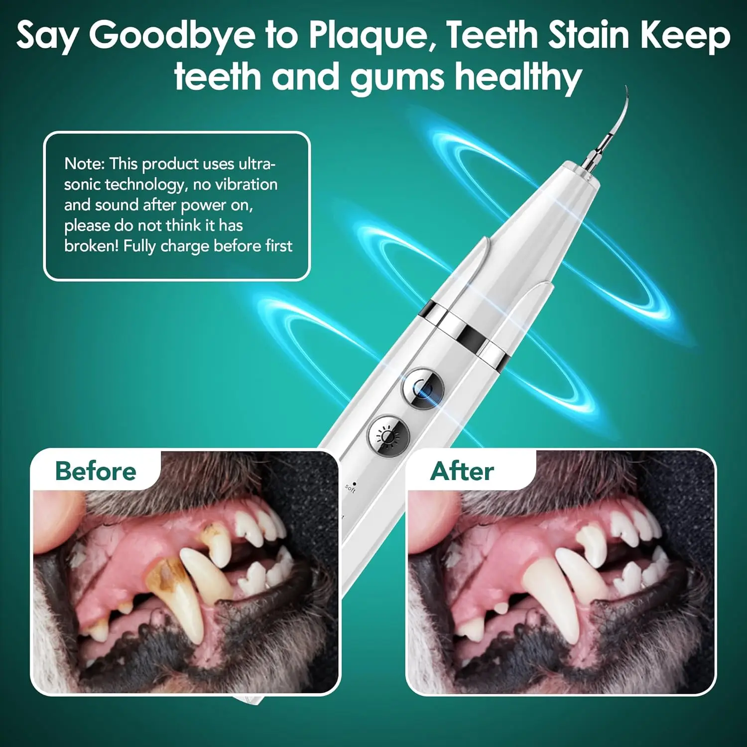 White Teeth Cleaning Kit for Dogs & Cats Ultrasonic Pet Toothbrush with Tartar Remover Teeth Clean for Dog   Clean for Dog