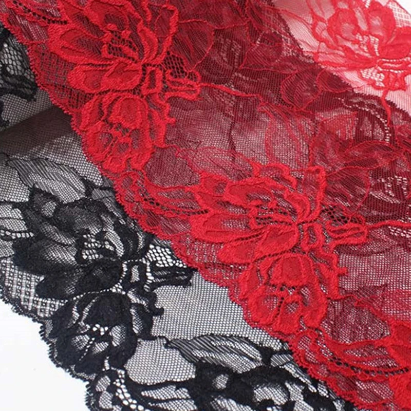 1 metro rosso nero fiore elasticizzato rifiniture in pizzo elastico per Lingerie reggiseno vestito cucito biancheria intima tessuti di alta qualità