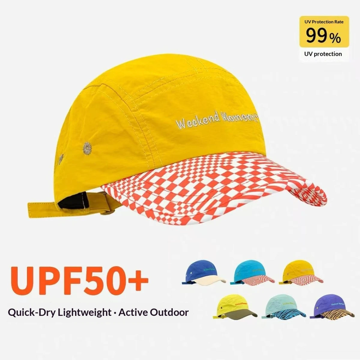 Quick Dry 5 Panel Baseball Cap for Men Women Color Block Outdoor UV Protection Lightweight Hiking Hat Adjustable Sports Sun Caps
