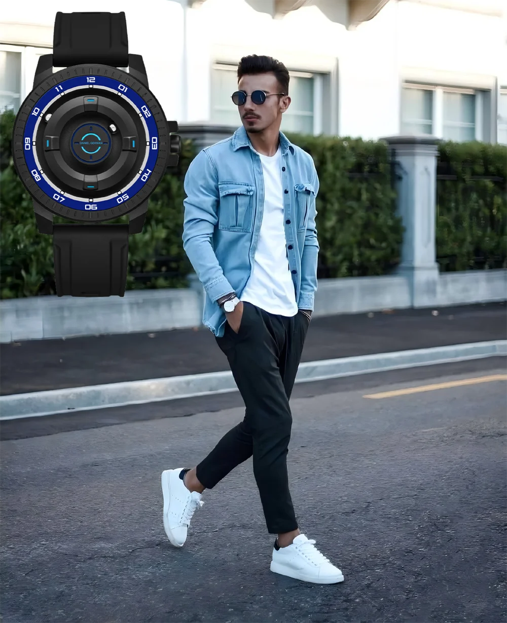 

Men's Black Brass Case Quartz Wristwatch Magnetic Metal Bead Pointer Conceptual Dial Casual Men's Clock