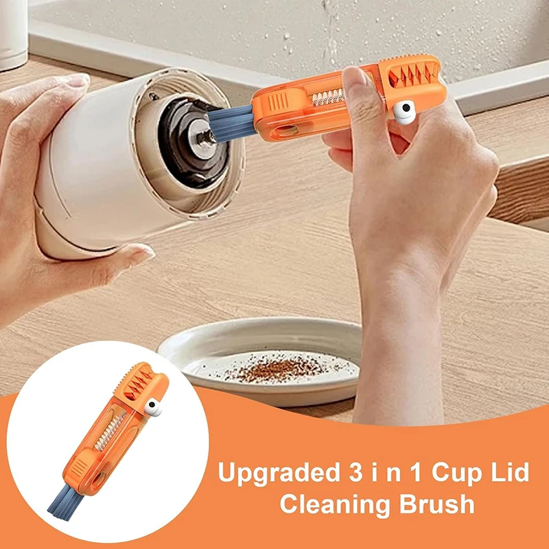 Detail Cleaning Brush for Thermos & Narrow Jars. 17cm Croc Shape, Reaches Deep, Easy Grip