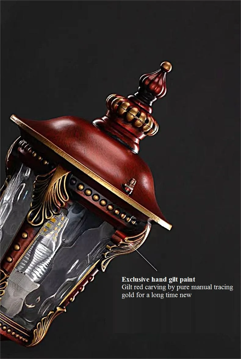 Outdoor impermeável Solar Wall Light, External Hanging Lamp, Villa e Pátio, Varanda e Jardim, Europeu