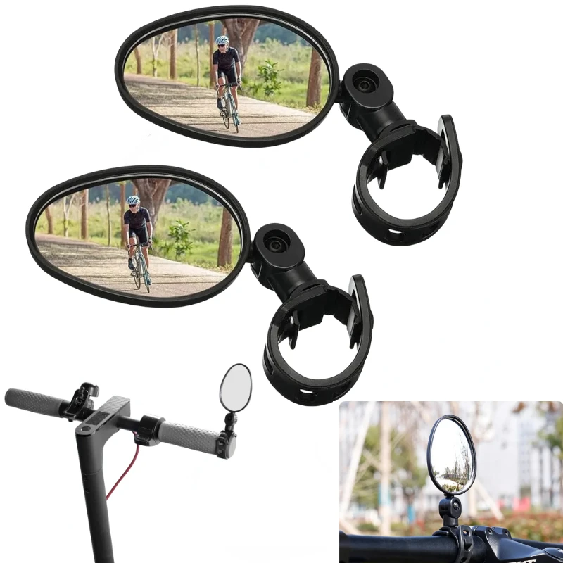 1/2pcs Bike Oval Rearview Mirror 360 Degree Rotation Adjustable Rear View Mirror Bicycle Handlebar Mirrors for Electric Scooter