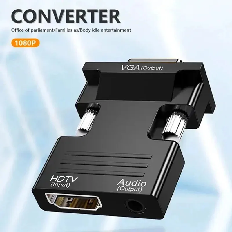 

1080P HDTV Female To VGA Male Converter With Audio 3 5mm Projector Computer Monitor Connectors