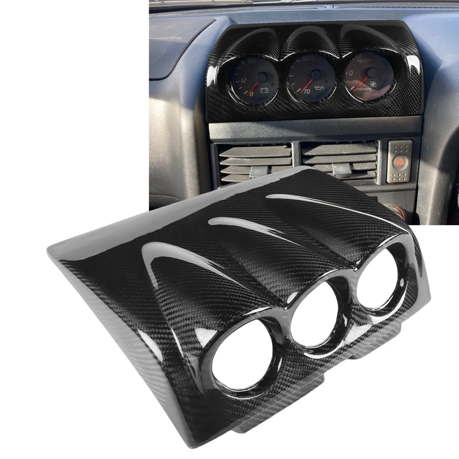 Pop For Nissan Skyline R34 GTR GTT 1999-2004 Real Carbon Fiber Dash Meter Gauge Pod Cover 52mm Dashboard Instrument Panel Shell