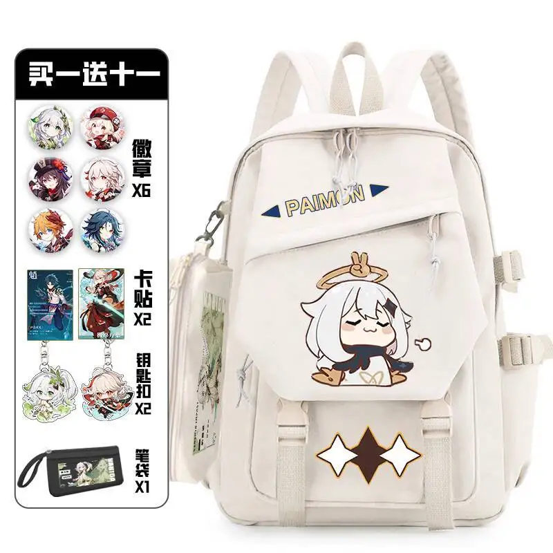 Impact Genshin Merchandise Venti Paimon Student للجنسين حقيبة كاجوال Hu Tao Game Fan Backpack Anine