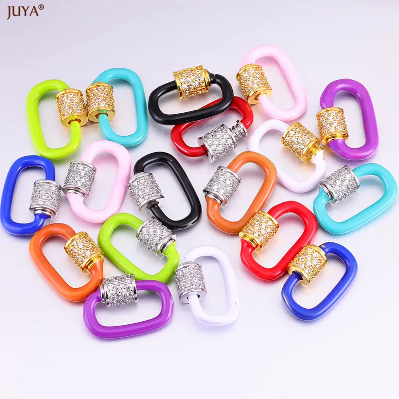 

JUYA New Colorful Enamel Spiral Clasps Fasteners Copper Zircon Connector Clasp For DIY Jewelry Making Supplies Accessories