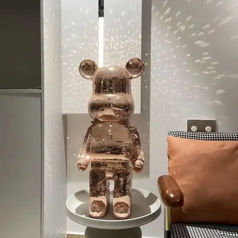 50 cm björnfigur i harts, diskospegel, våldsam björnskulptur, delikat stående staty, vardagsrumsdekoration, utsökt gåva 6 best sales björnsten 50cm - №5