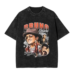 Bruno Pop Musician Washed Vintage T Shirts Unisex Mars American Singer Awesome Loose Summer O Neck Fashion Tees Oversized Tops