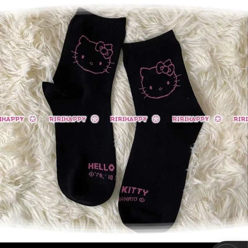 Sanrio Hello Kitty Mid-Calf Socks Anime Breathable Cotton Autumn Winter Girl Cute Soft Socks Cartoon Home Socks Christmas Gifts