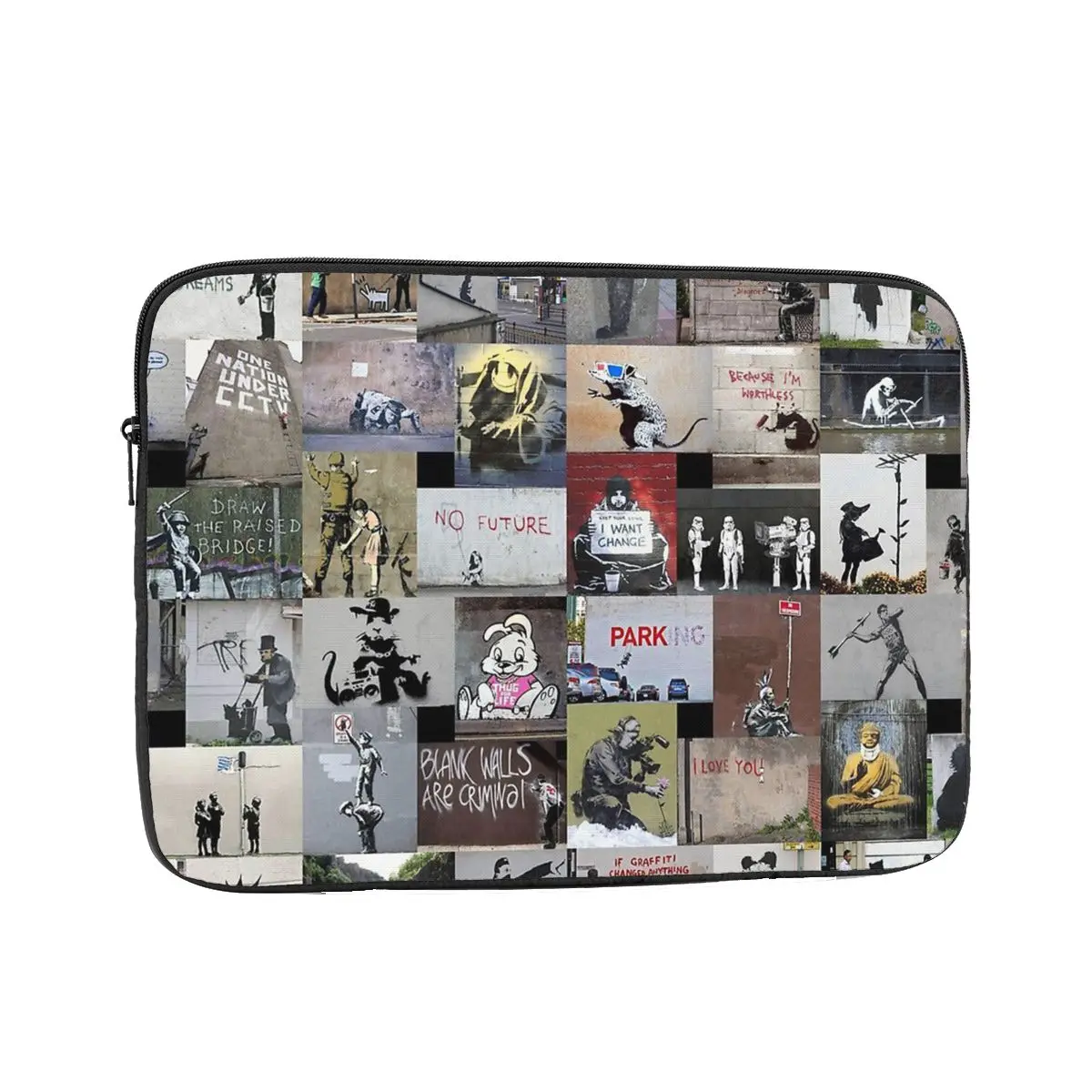 بانكسي إنجلترا ستريت آرت جرافيتي حقيبة كمبيوتر محمول حافظة لماك بوك 15 17 بوصة حقيبة دفتر كم حقيبة مقاومة للصدمات