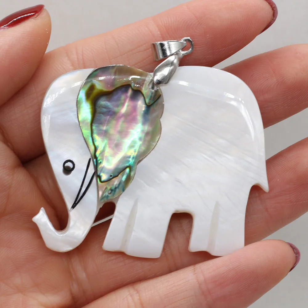 1PC Natural White Mother of Pearl Shell Pendant Lucky Elephant Seashells Charms for DIY Necklace Making Jewelry Findings Gift