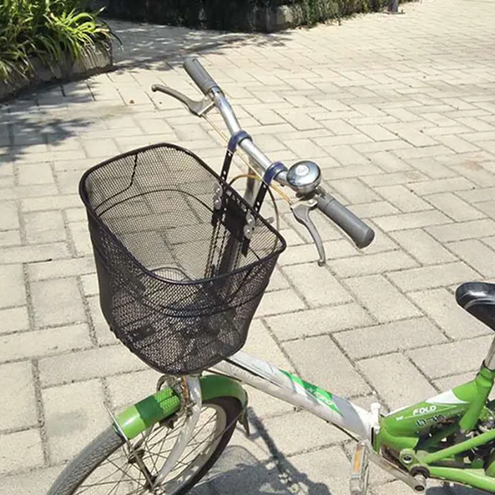

Iron Bike Basket Multi-Function Durable Thickened Sturdy Handlebar Mount Front Storage Basket for Mountain Cycling