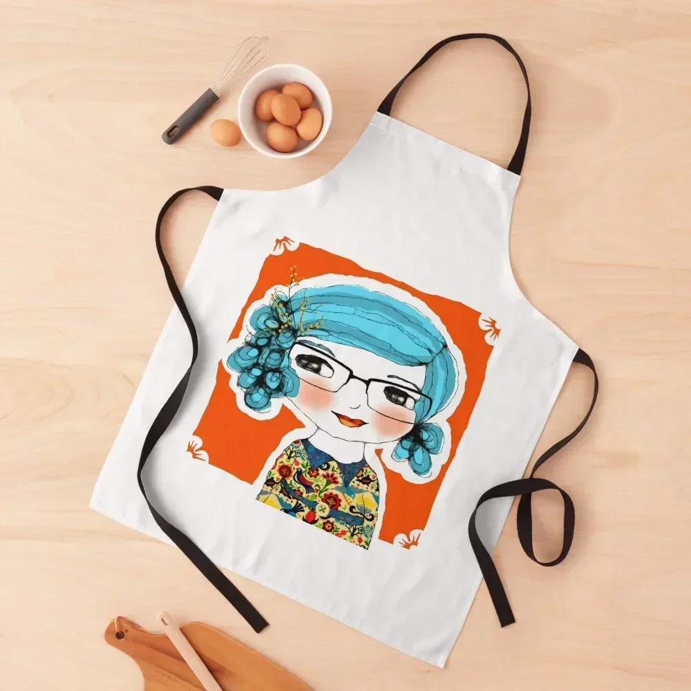 

cool girls wear glasses -- caroline Apron Kitchen Kawaii Accessories Beauty for kitchen useful Woman Kitchens Apron