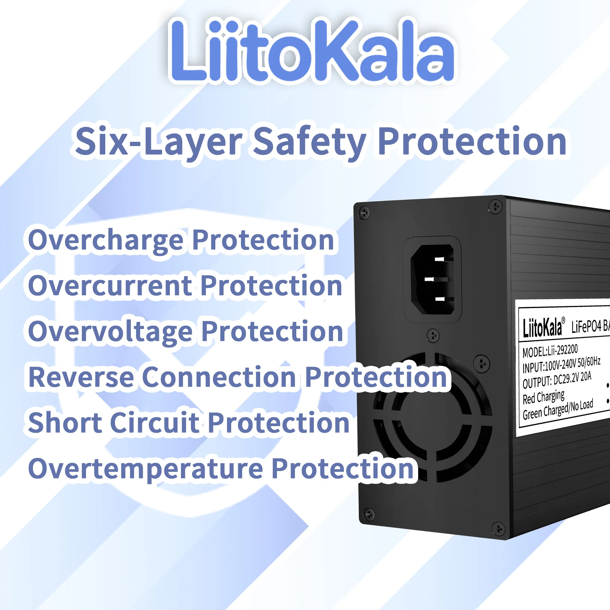 LiitoKala 29.2V 20A Charger Smart Suitable For 8S 24V LiFePO4 Battery electric wheelchair battery Charger universal charger