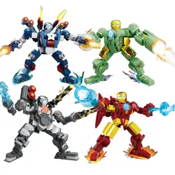 Building Blocks Mini Model Figures Compatible Marvel Spiderman Iron Man Venom Captain Hawk Deadpool Technic Armor City Gift Toys