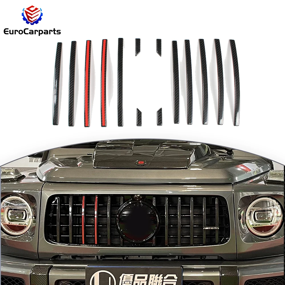 

2019y+ G Class W464 G63 BA B900 Rocket Grille Trim Strip Dry Carbon Black and Red Decorative Strips on Front Grille