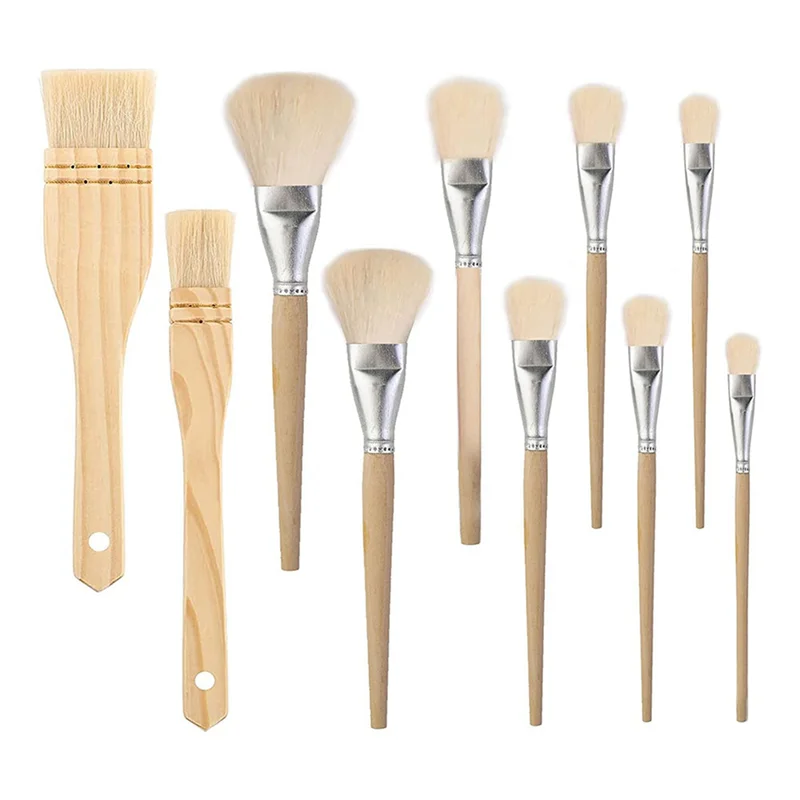 AB47-20 PCS Assorted Size Paint Brush Gilding Brush Gold Leaf Hair Duster Flat Brush  Mops For Watercolor, Wash,
