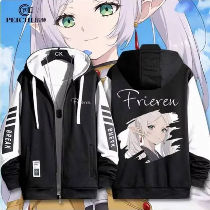 

Anime Frieren: Beyond Journey's End Frieren Hooded Hoodie Cosplay Autumn Winter Men Women Coat Loose Jacket Tops Anime