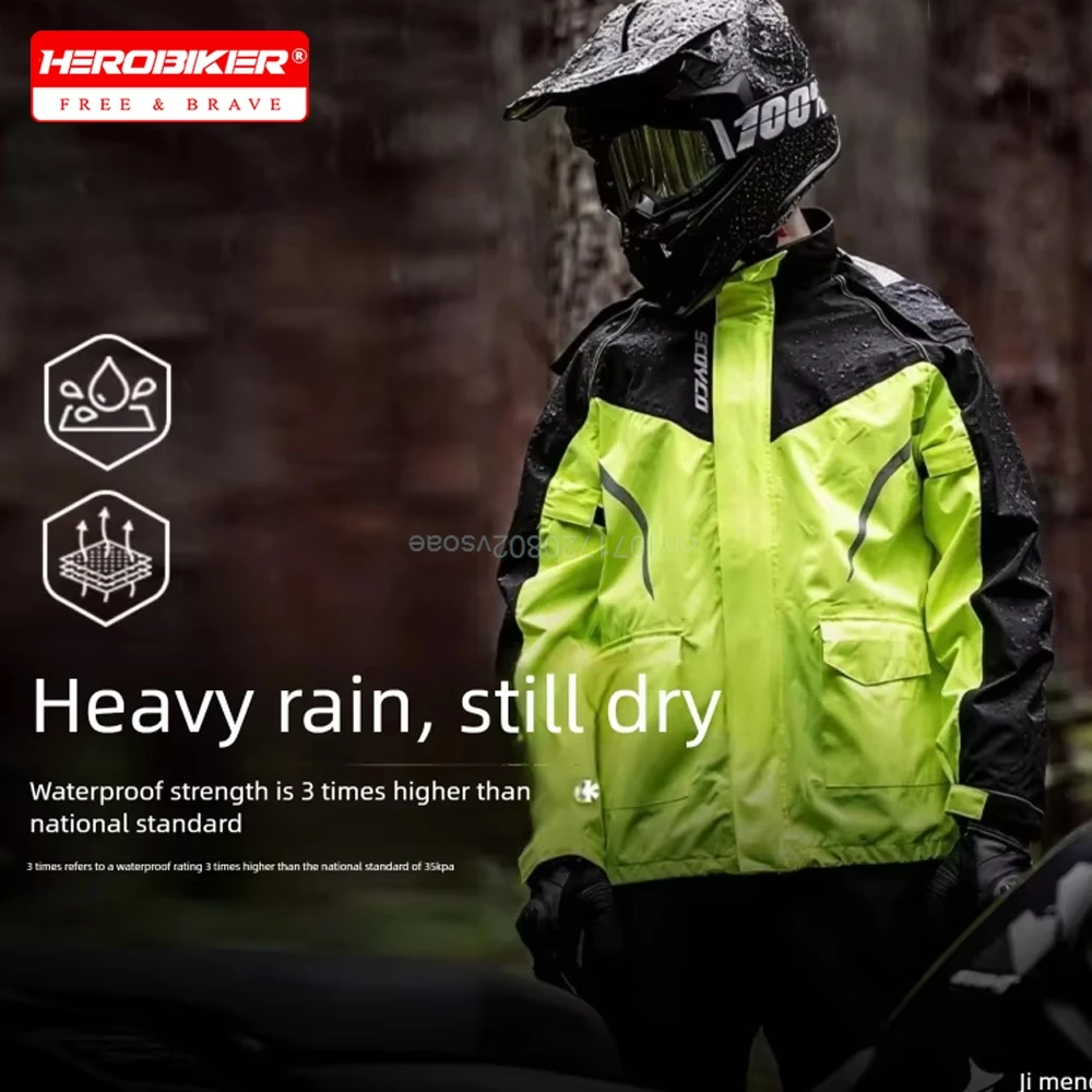 

Motorcycle Rainsuit Waterproof Split Raincoat Suit Motorcycle Rider Raincoat Set Lightweight Foldable Reflective Riding Raincoat