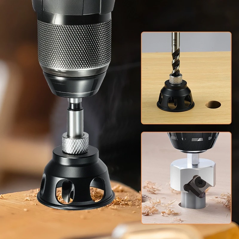 

With 19mm/20mm Dog Hole Chamfer Tool 3-10mm Vertical Drill Guide Doweling Jig Vertical Drilling Locator Set Woodworking Desktop